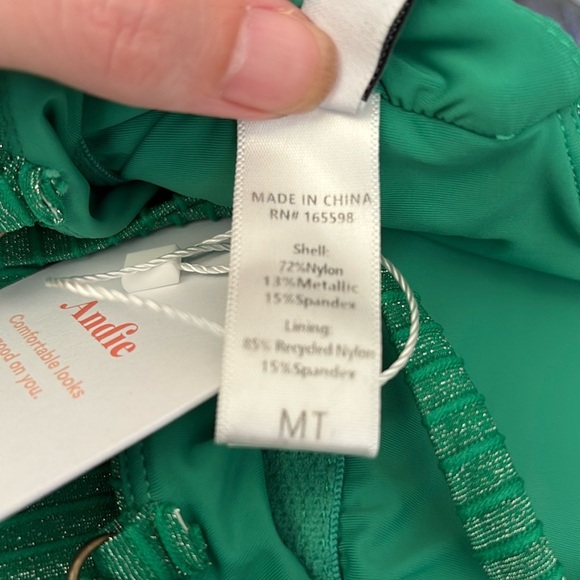 Andie Waikiki One Piece LT swimsuit sparkle Emerald Green size M long torso NWT - Picture 6 of 7